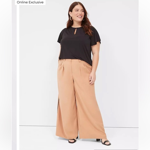 NWT Lane Bryant Flutter Sleeve Keyhole Top, Size 10/12, Black - Picture 2 of 7